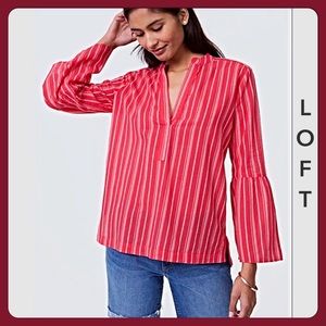 ❤️LOFT Red & White Striped Flared Sleeve Top❤️